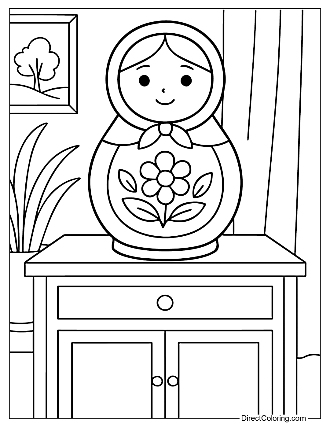 Russian Matryoshka Doll Coloring Page